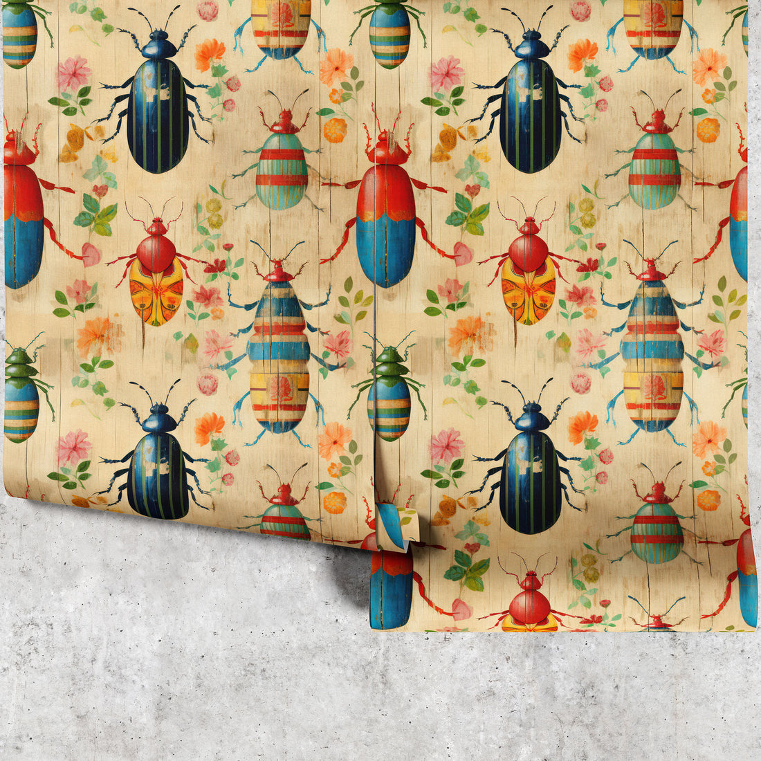 Huggleberry Hill Beetle Bug Wallpaper Panels