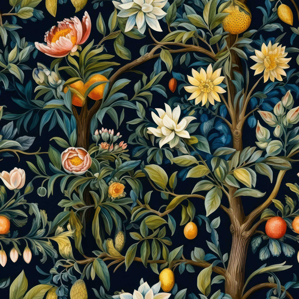 Huggleberry Hill Midnight Orchard Wallpaper
