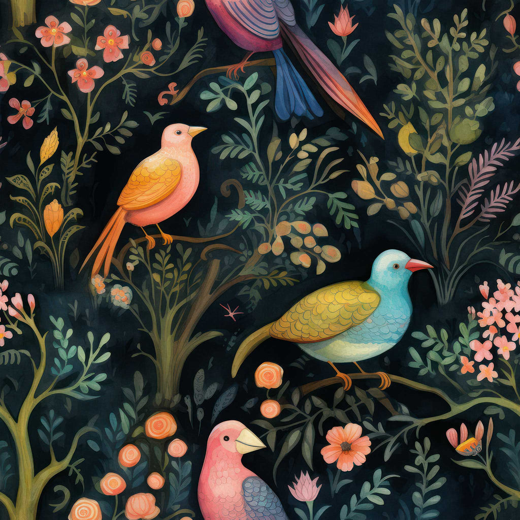 Huggleberry Hill Rainbow Birdies Wallpaper
