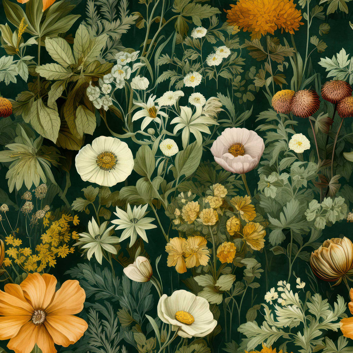 Green Wildflowers Peel-and-Stick Wallpaper | Huggleberry Hill