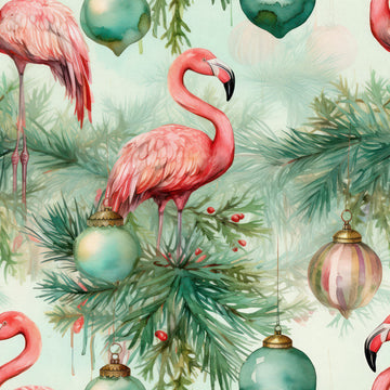 Huggleberry Hill Festive Flamingoes Wallpaper