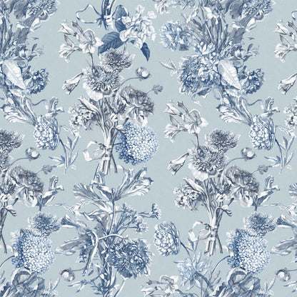 Bouquet Bleu Toile Wallpaper