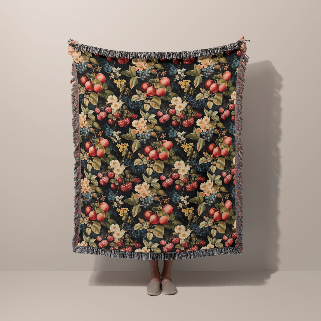 Dark Berries Woven Cotton Throw