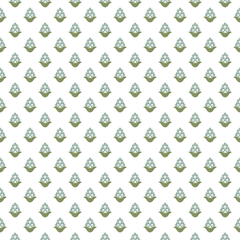 Blooming Verbena wallpaper in green featuring a small-scale floral repeat with soft sage and olive motifs on a light background