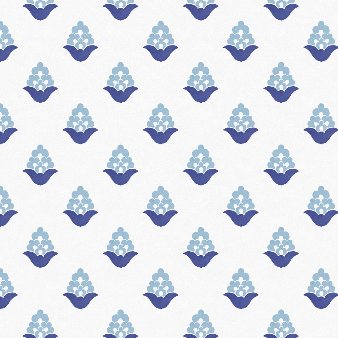 Close-up swatch of Blooming Verbena wallpaper in blue with floral pattern