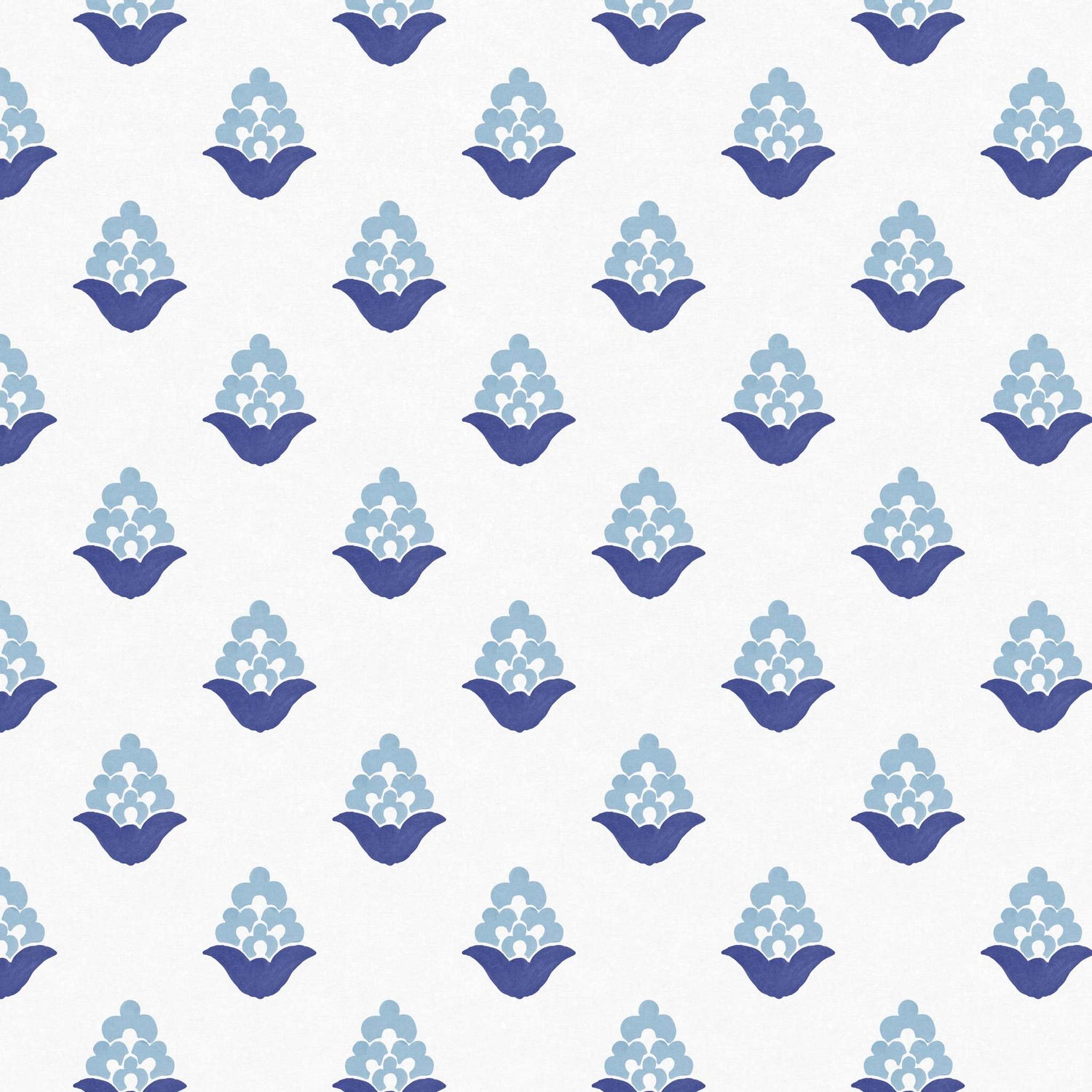 Close-up swatch of Blooming Verbena wallpaper in blue with floral pattern