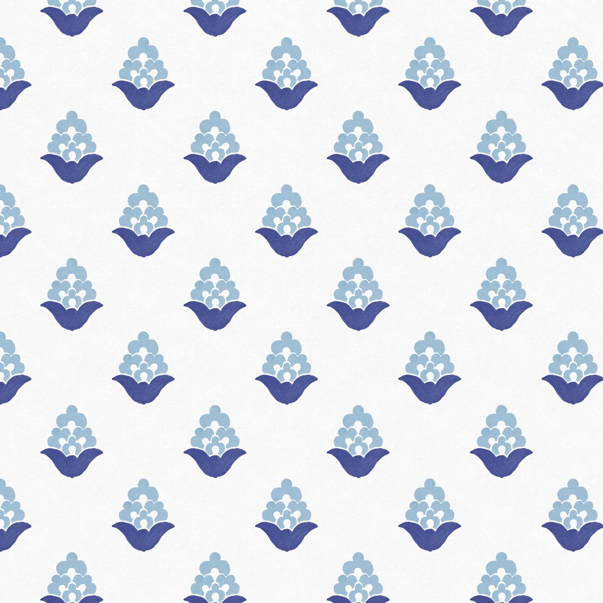 Close-up swatch of Blooming Verbena wallpaper in blue with floral pattern