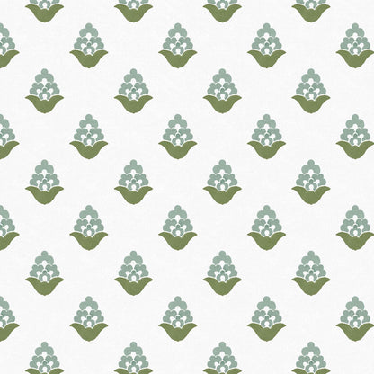 Close-up swatch of Blooming Verbena wallpaper in [color] with floral pattern