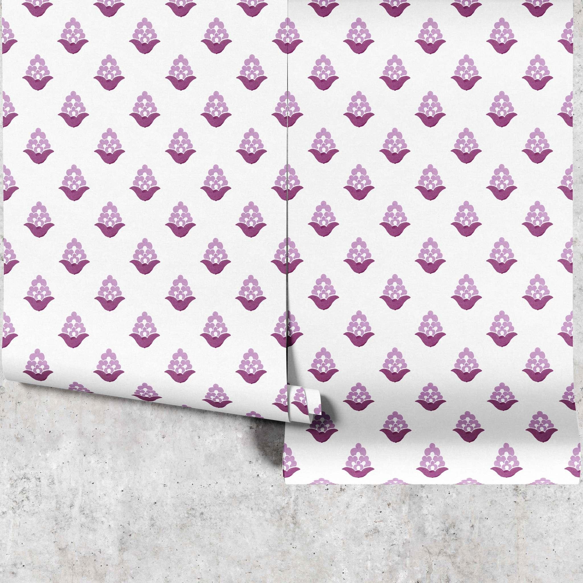 Blooming Verbena wallpaper full panel in purple showing floral design