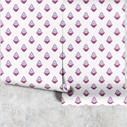 Blooming Verbena wallpaper full panel in purple showing floral design