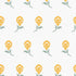 Close-up swatch of Dancing Iris wallpaper in yellow with stylized iris blossom pattern - Huggleberry Hill