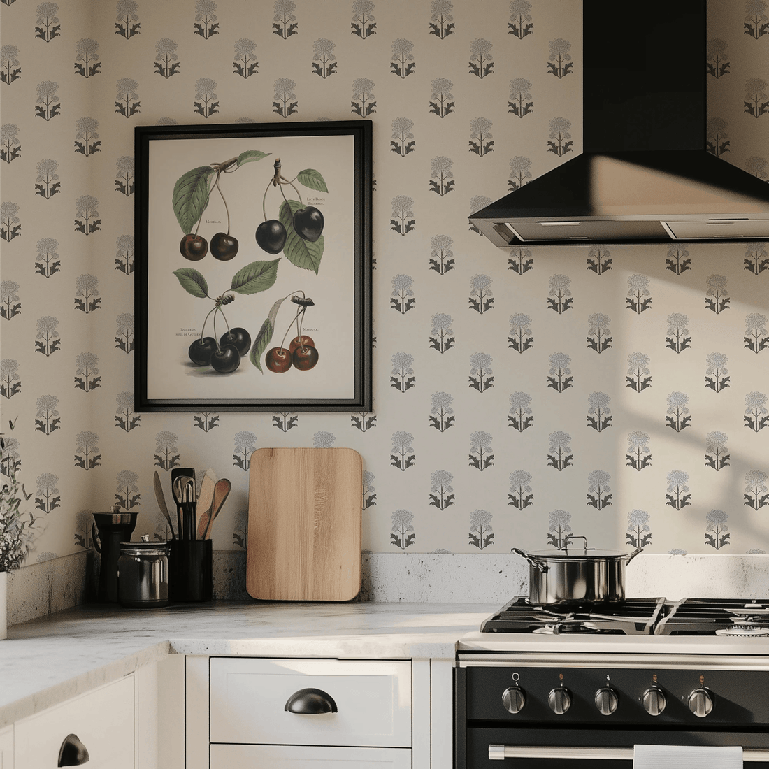 Block Print Rose Wallpaper