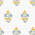 Close-up swatch of Lily Posy wallpaper in yellow with hand-painted floral bouquets on white background - Huggleberry Hill