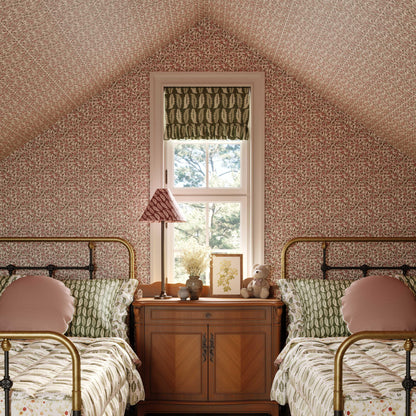 Pimpernel Patch wallpaper in pink styled in a vintage floral interior - Huggleberry Hill