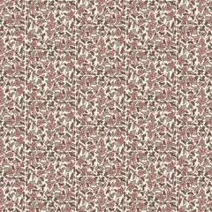 Close-up swatch of Pimpernel Patch wallpaper in pink with intricate floral and leaf design - Huggleberry Hill