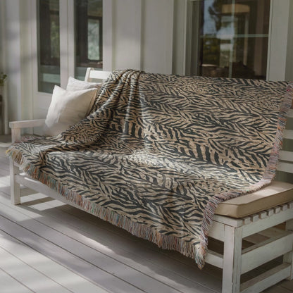 Zebra Print Woven Cotton Throw